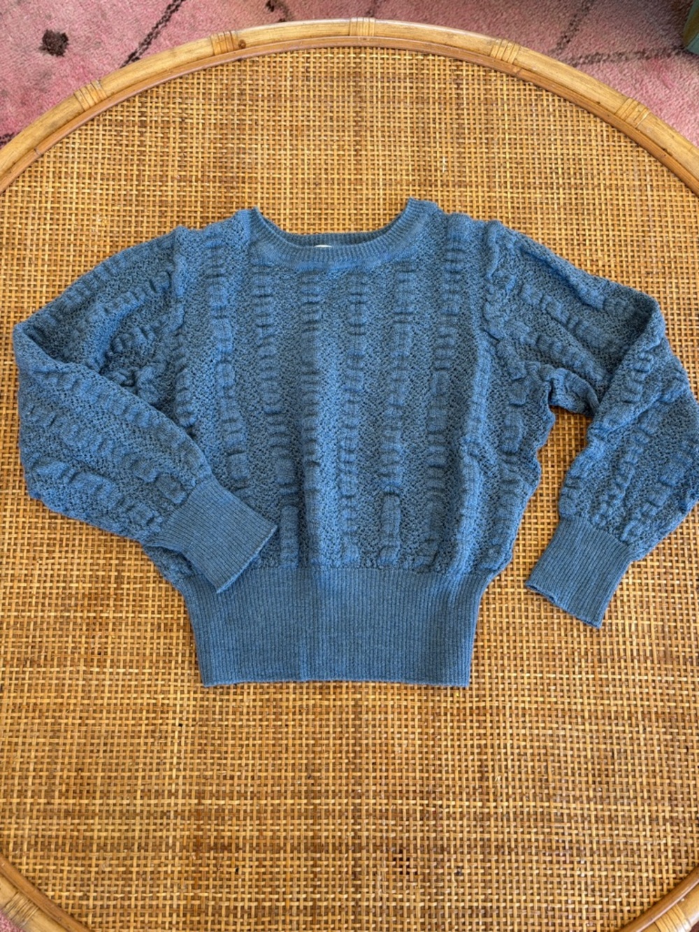 Doen Blue Lightweight Alpaca Cable-Knit Sweater kids 6
